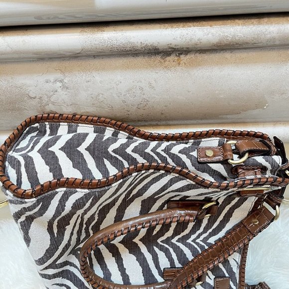 Michael Kors Hamilton Whipped Tiger Animal Print Canvas Brown Hand Shoulder Bag - Picture 4 of 12